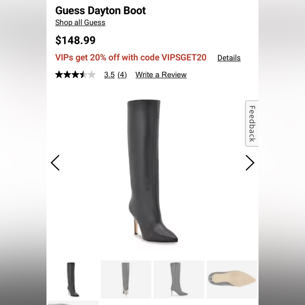 new without box guess black leather knee high boots